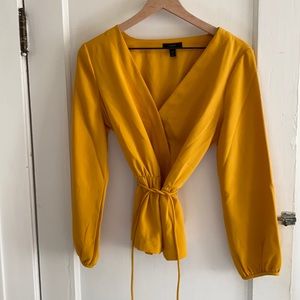 Jcrew mustard yellow wrap blouse